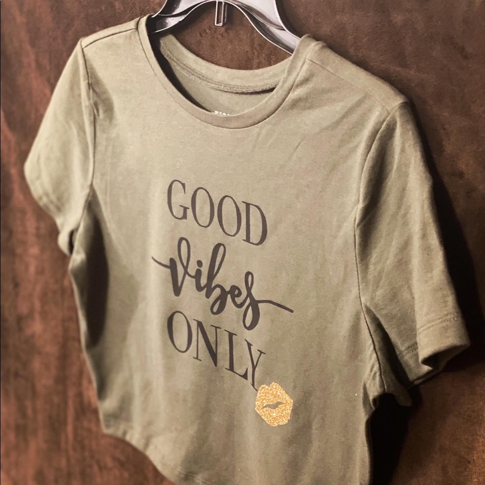Muted army green crop top Custom designed from pretty girl rack -hand pressed